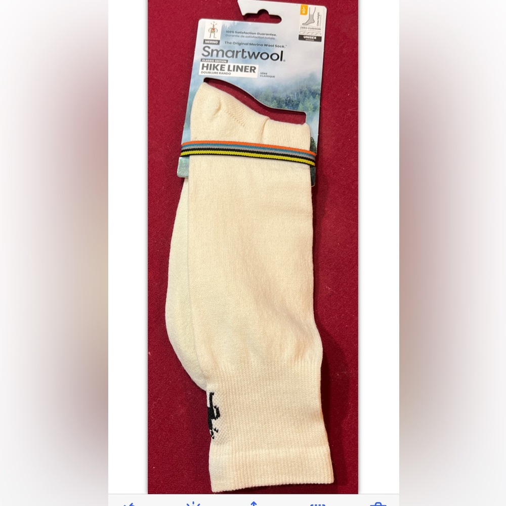 Smartwool Off White Socks Unisex HIKING Merino Wool CREW HEIGHT Unisex Large NEW